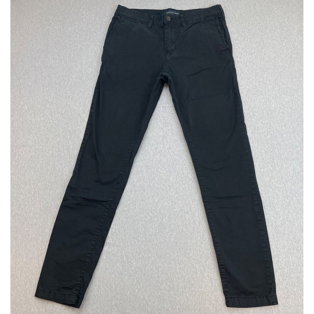American Eagle Pants Mens 30 x 36 Black Cotton Blend Stretch Slim Skinny